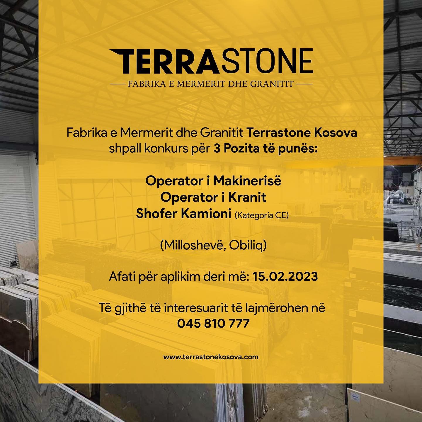 Operator i Makinerisë, Operator i Kranit, Shofer Kamioni (Kategoria CE)